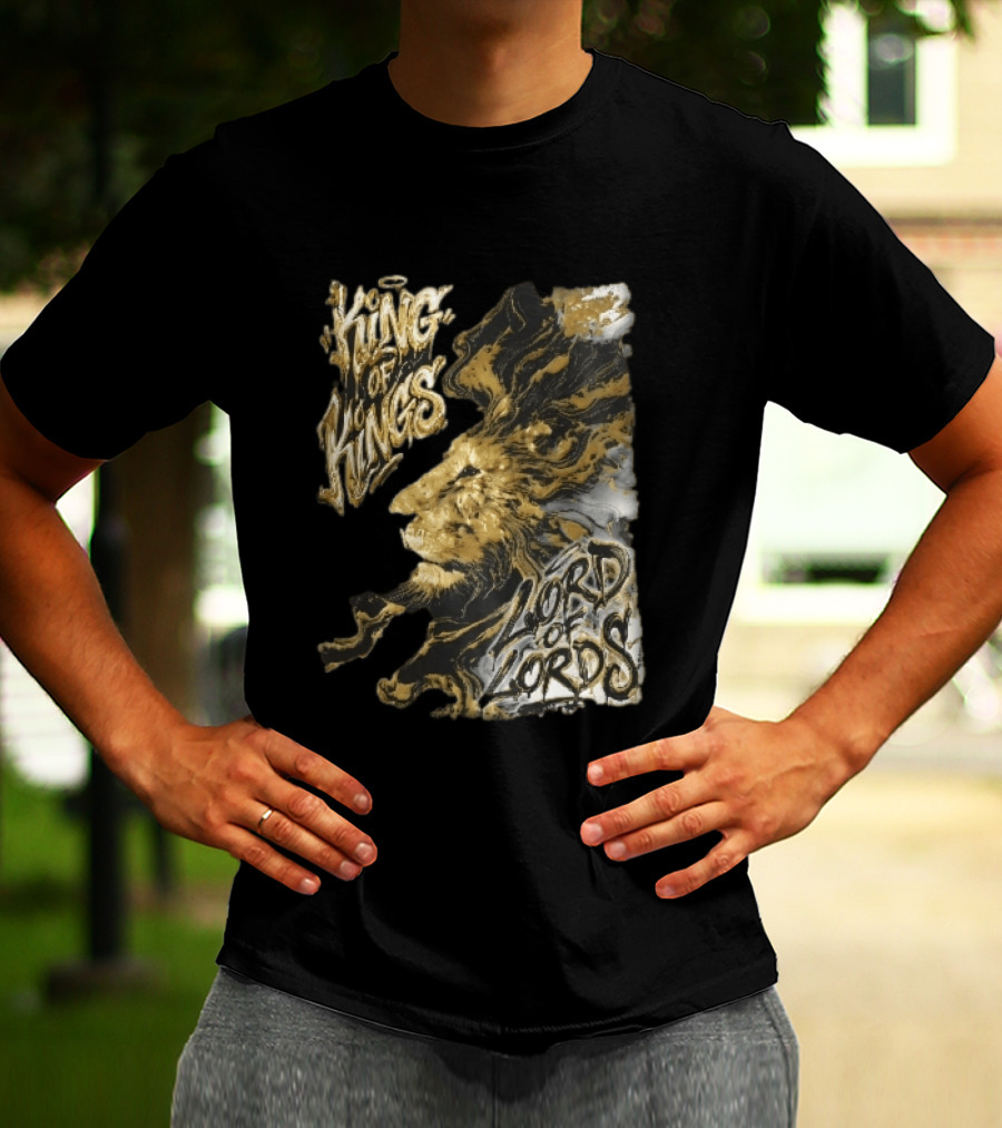 King Of Kings Lord Of Lords Golden Lion Swirling Mane T-Shirt