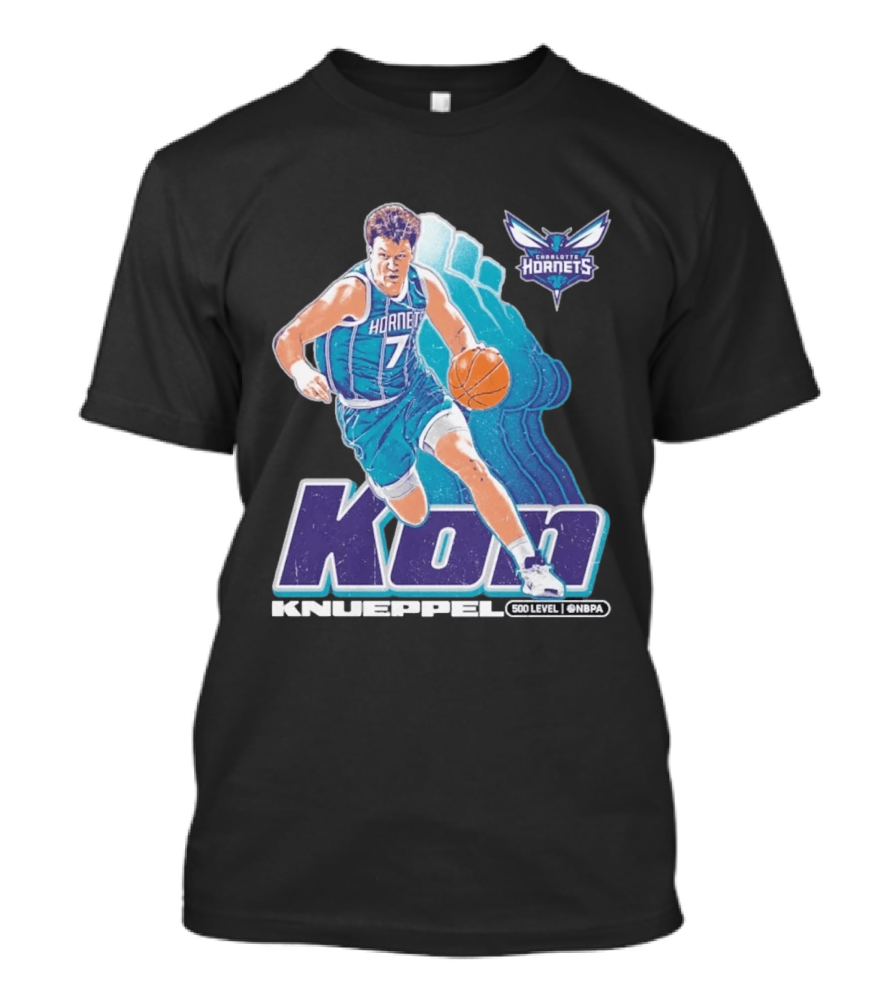 Kon Knueppel Charlotte Hornets NBA Player Number 7 Draft Pick 500 Level Edition T-Shirt