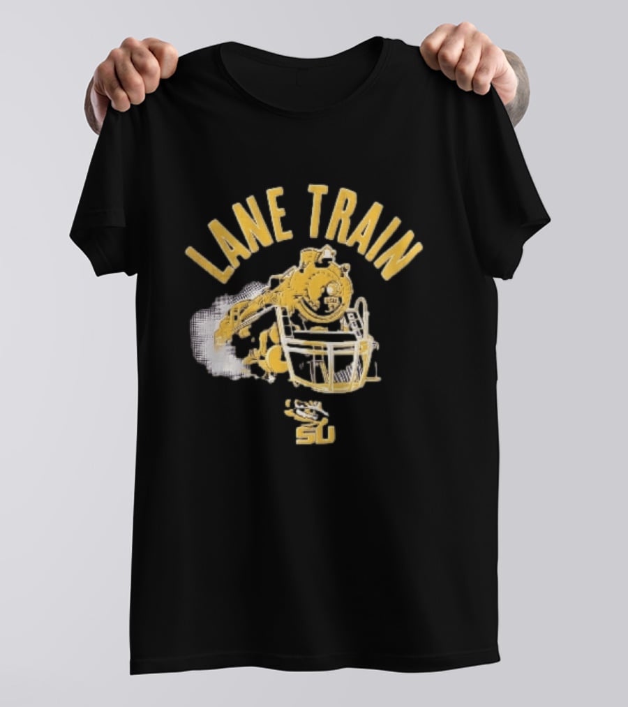 Lane Train Yellow Steam Lsu Tigers NCAA Locomotive Helmet Smoke T-Shirt