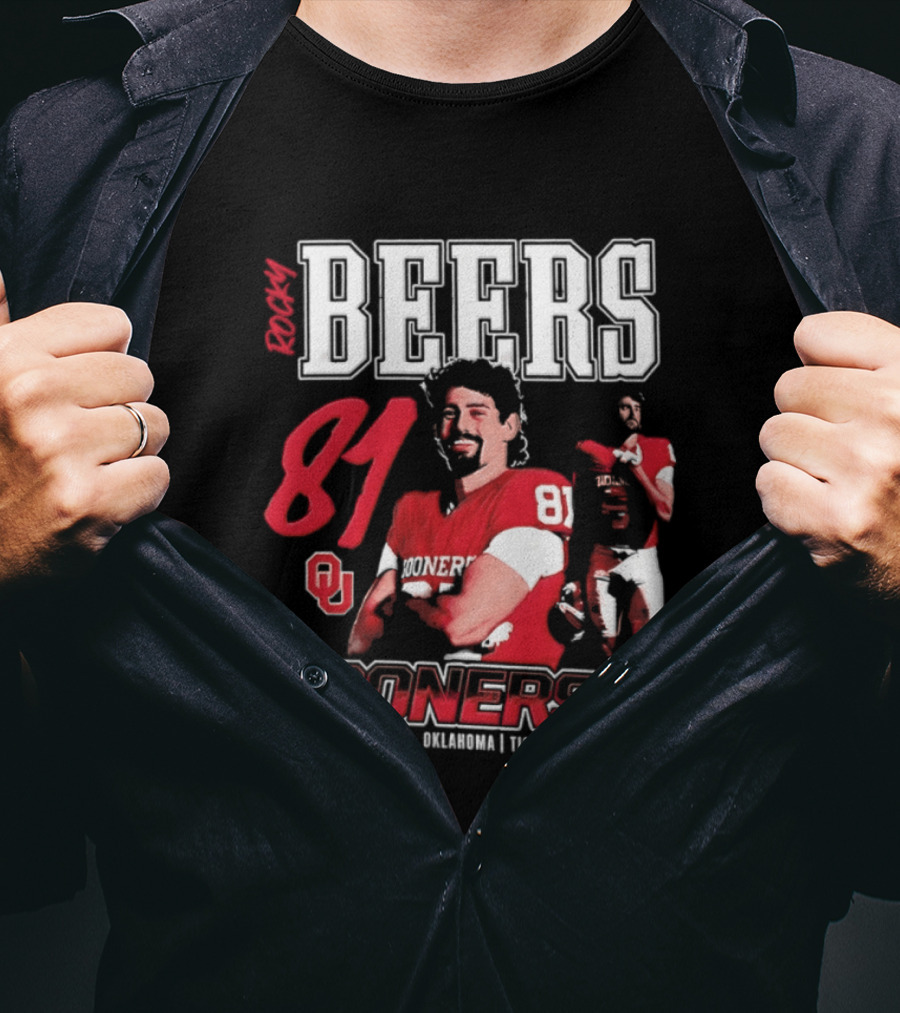 Rocky Beers 81 Oklahoma Sooners Tight End Football Team T-Shirt