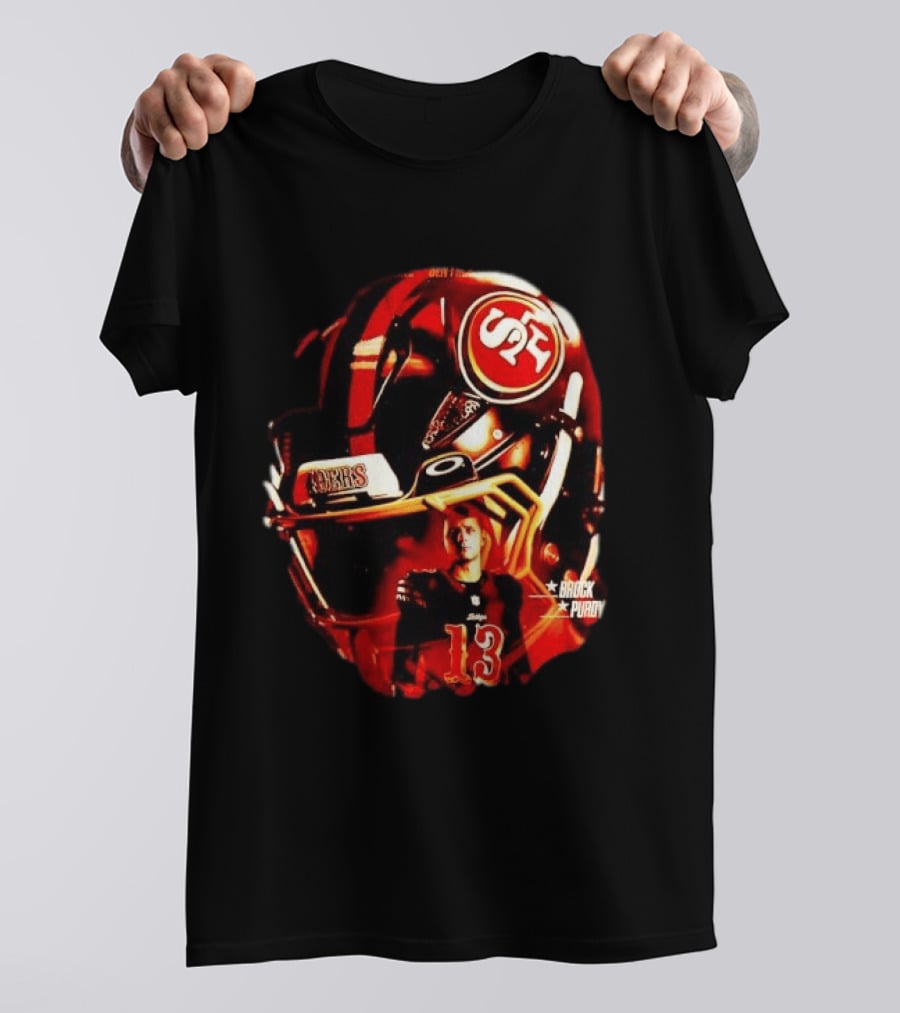 San Francisco 49ers Brock Purdy 13 Football Helmet NFL Night T-Shirt