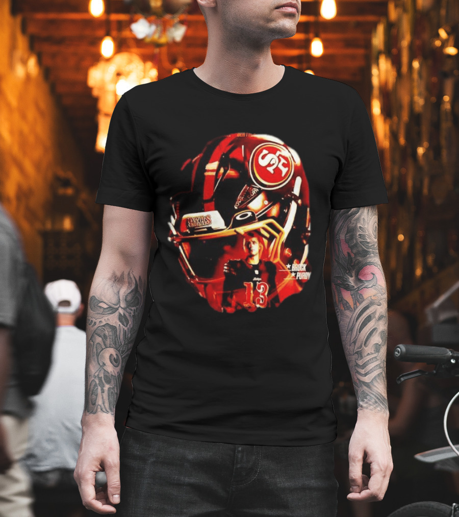 San Francisco 49ers Brock Purdy 13 Football Helmet NFL Night T-Shirt