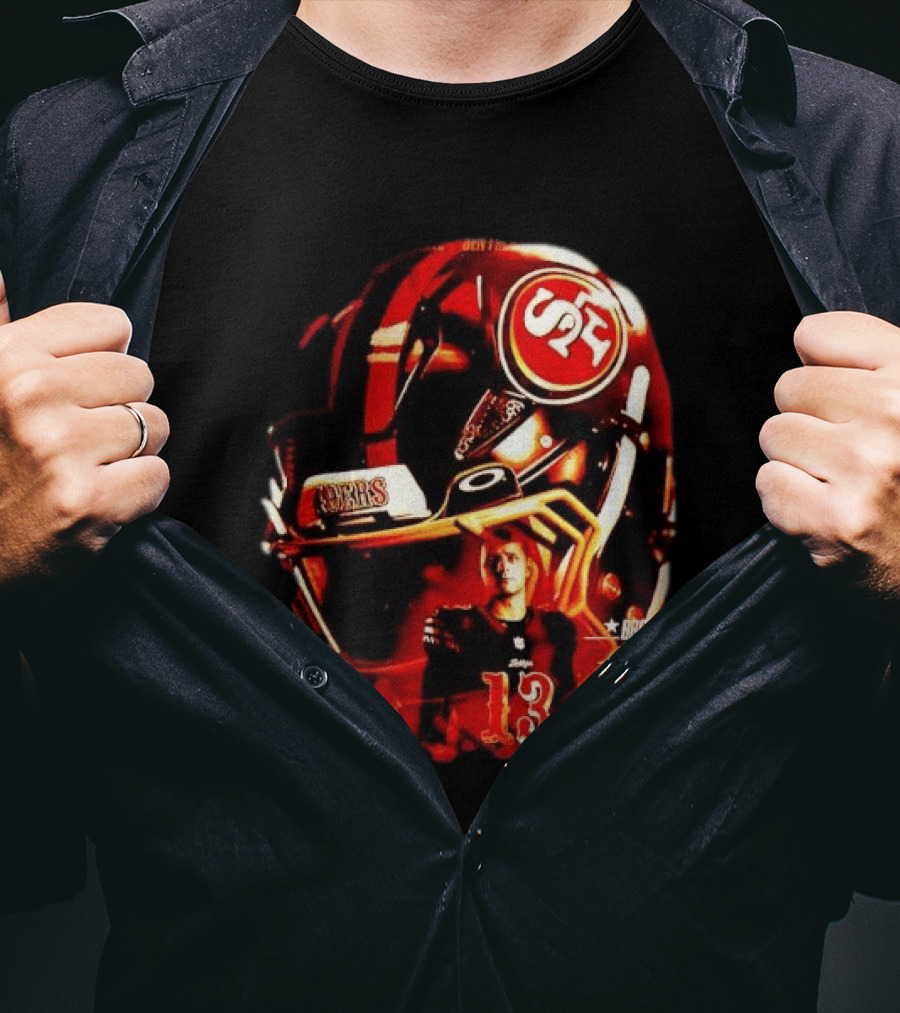San Francisco 49ers Brock Purdy 13 Football Helmet NFL Night T-Shirt