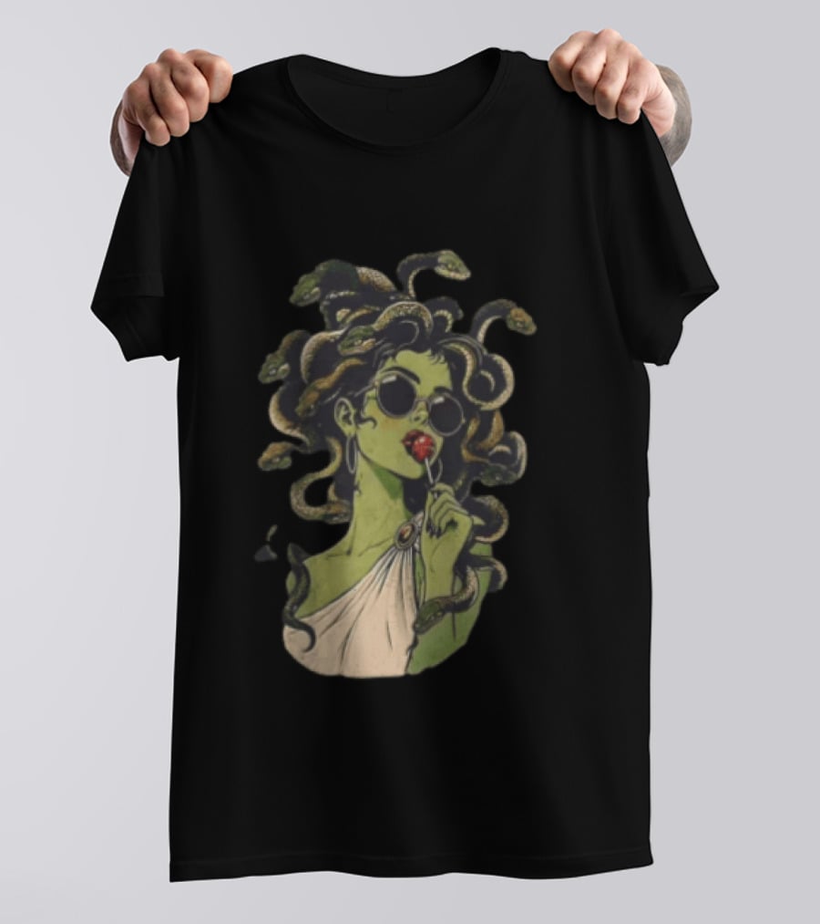 Vintage Medusa With Sunglasses And Lollipop T-Shirt