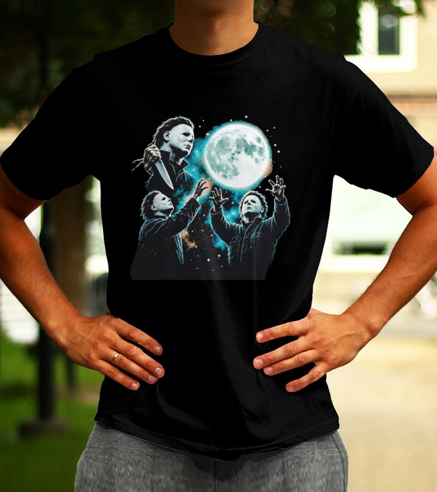 Michael Myers Halloween Moon Knife Scene T-Shirt