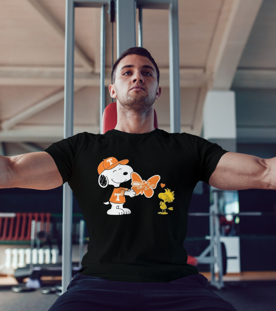 Snoopy Woodstock Tennessee Volunteers Orange Heart Butterfly T-Shirt