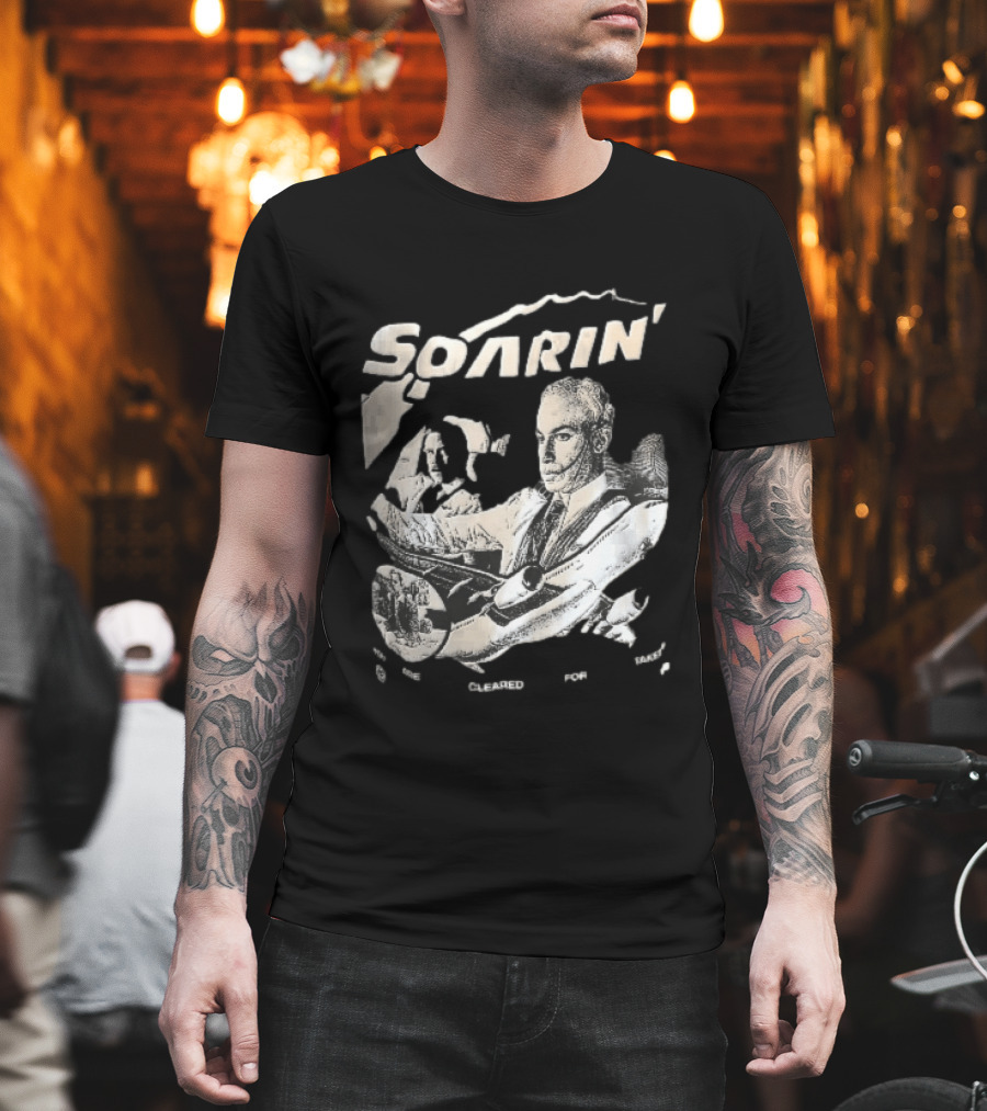 Soarin You Are Cleared For Takeoff Pilots Airplane Cockpit Halftone T-Shirt