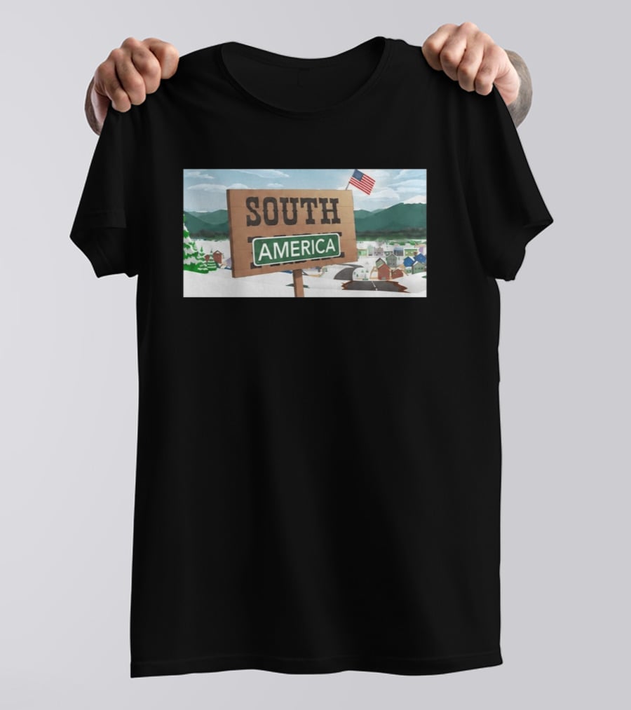 South America Sign With USA Flag Satire T-Shirt