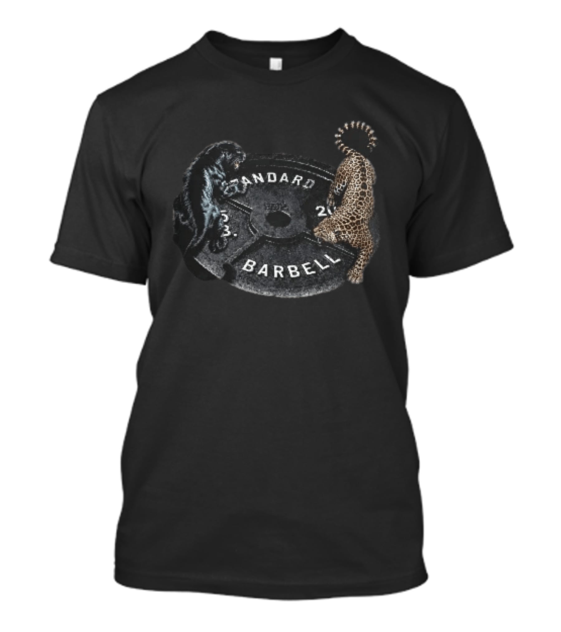 Standard Barbell 45 LB Black Panther Leopard Crawling Weight Plate T-Shirt