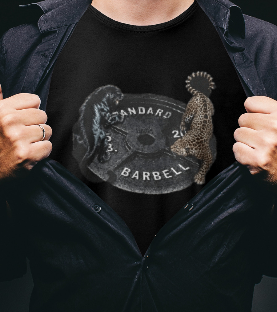 Standard Barbell 45 LB Black Panther Leopard Crawling Weight Plate T-Shirt
