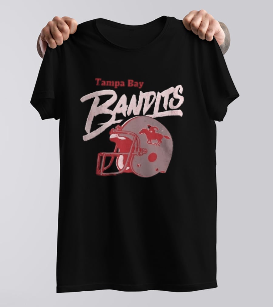 Tampa Bay Bandits Football Helmet Horseback Rider Distressed T-Shirt