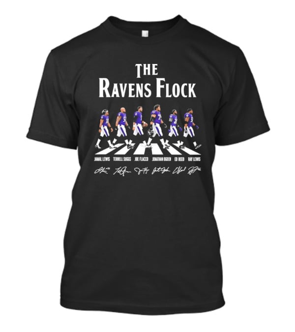 The Ravens Flock Iconic Team Lineup Featuring Lewis Suggs Flacco Ogden Reed Lewis T-Shirt