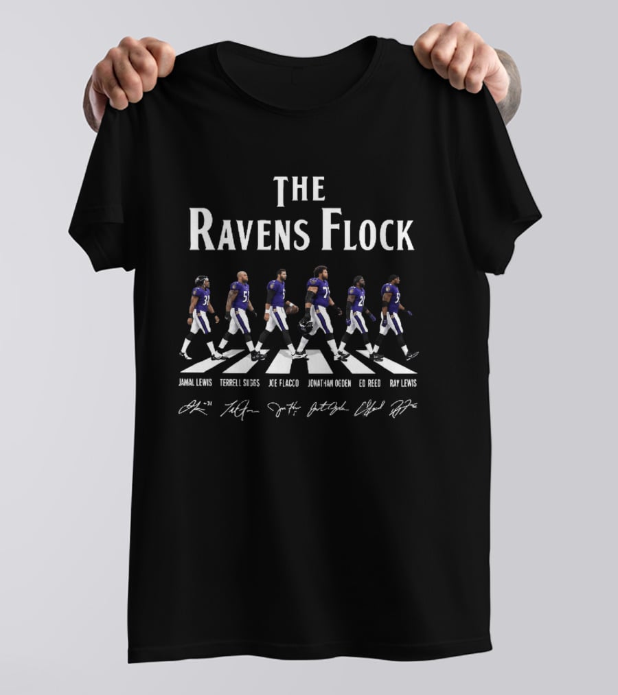 The Ravens Flock Jamal Lewis Terrell Suggs Joe Flacco Jonathan Ogden Ed Reed Ray Lewis T-Shirt