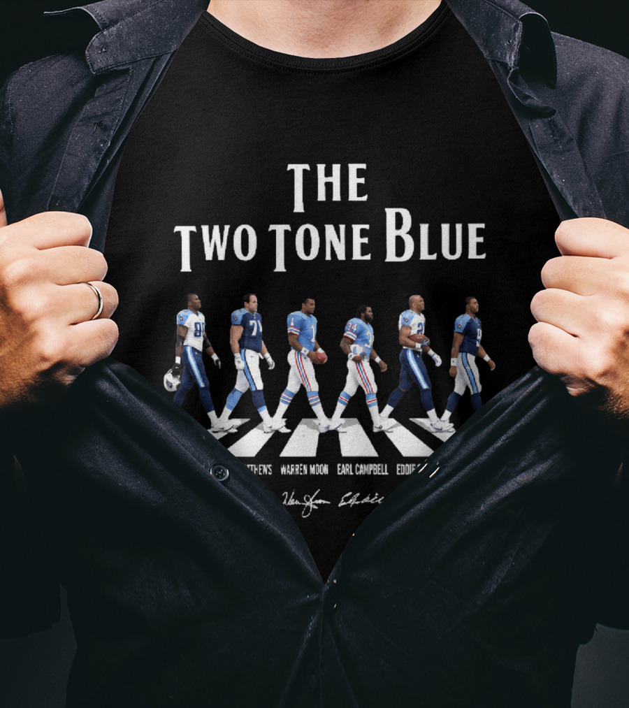 The Two Tone Blue Titans Derrick Henry Bruce Matthews Warren Moon Earl Campbell Eddie George Steve McNair T-Shirt