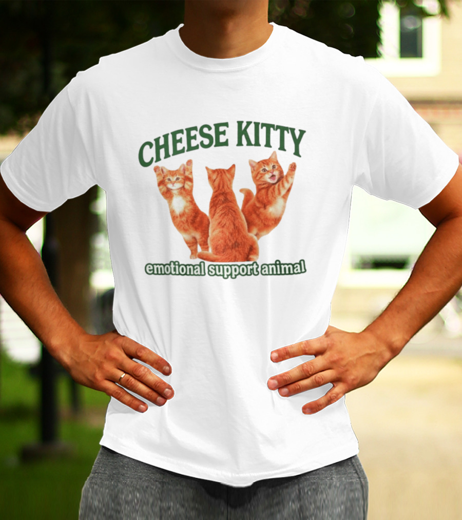 Cheese Kitty Emotional Support Animal Cats T-Shirt