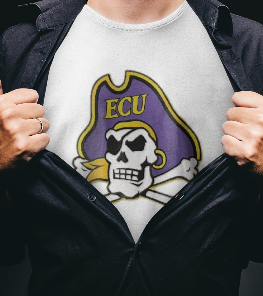 ECU Pirates Skull Crossbones Eyepatch Bandana NCAA T-Shirt