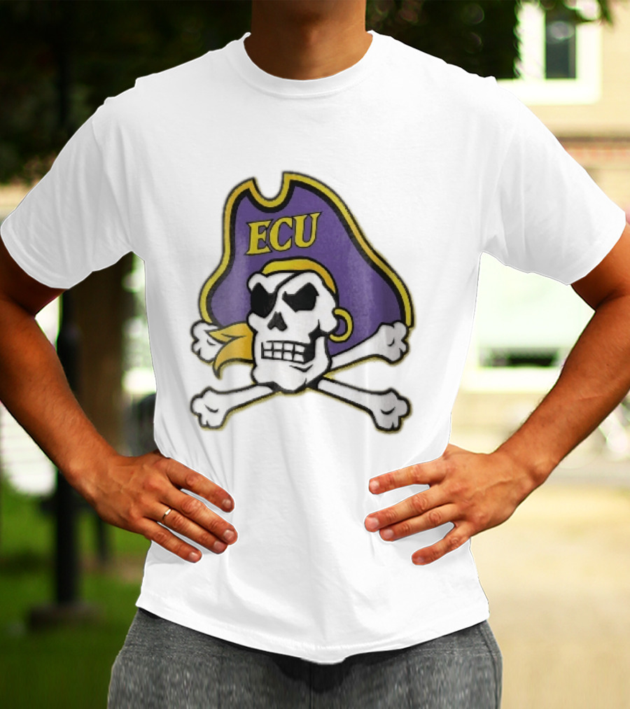 ECU Pirates Skull Crossbones Eyepatch Bandana NCAA T-Shirt
