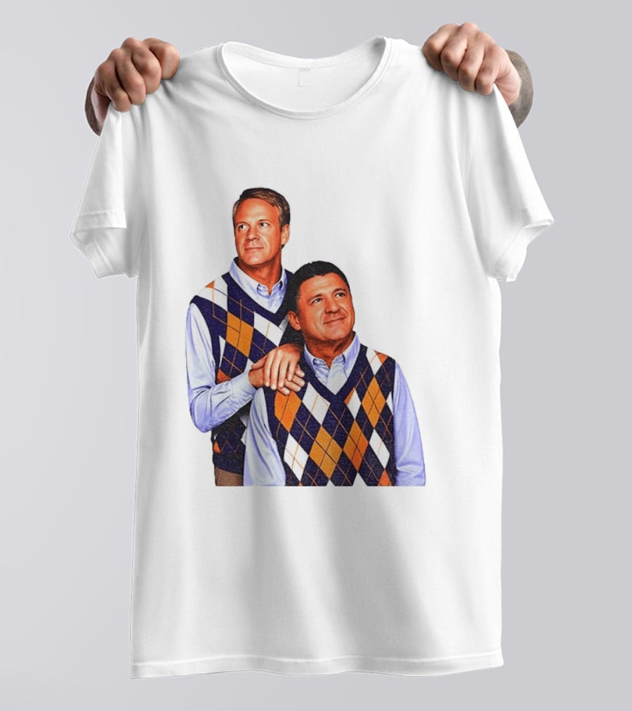 LSU Coaches Step Brothers Argyle Sweater Lane Kiffin T-Shirt