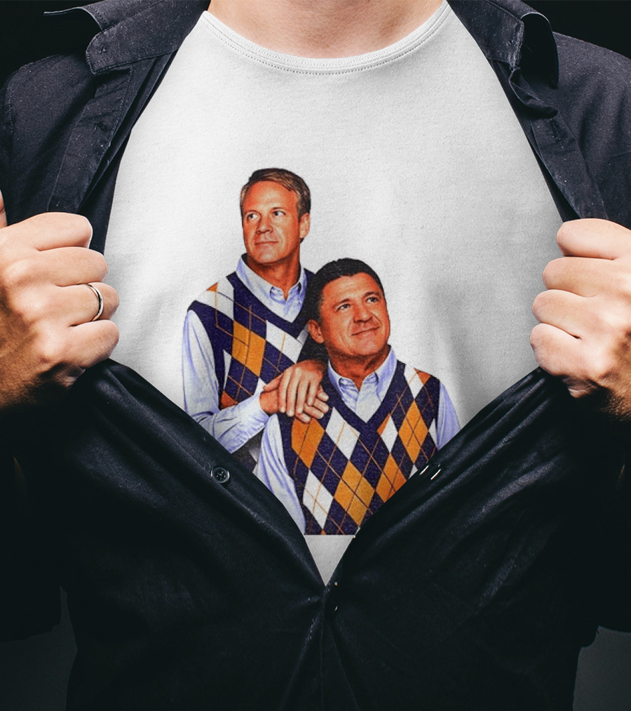 LSU Coaches Step Brothers Argyle Sweater Lane Kiffin T-Shirt