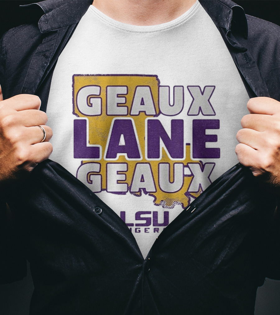 LSU Tigers Geaux Lane Geaux Football Louisiana Map T-Shirt