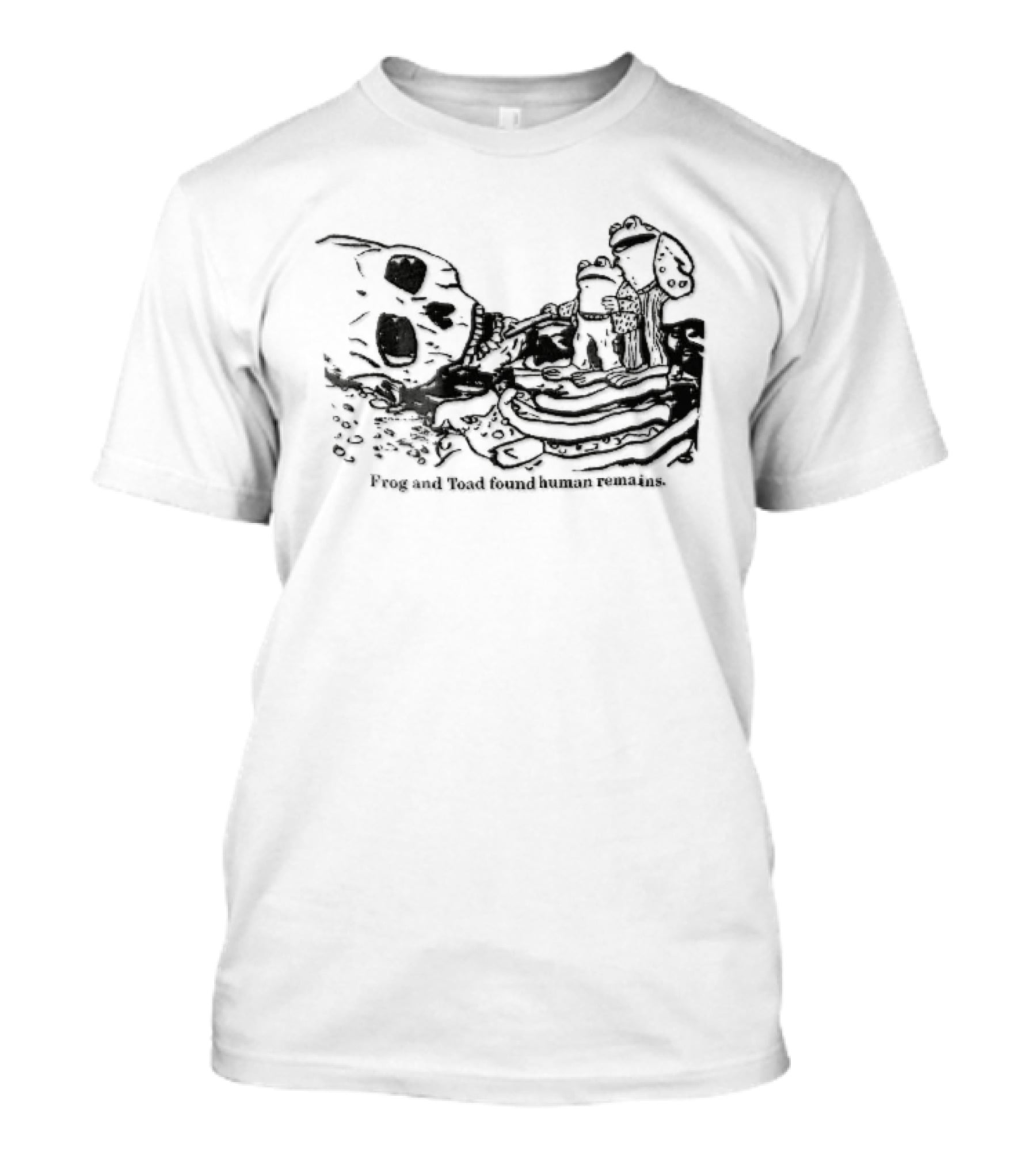 Frog And Toad Found Human Remains Cartoon Skeleton Skull Drawing T-Shirt