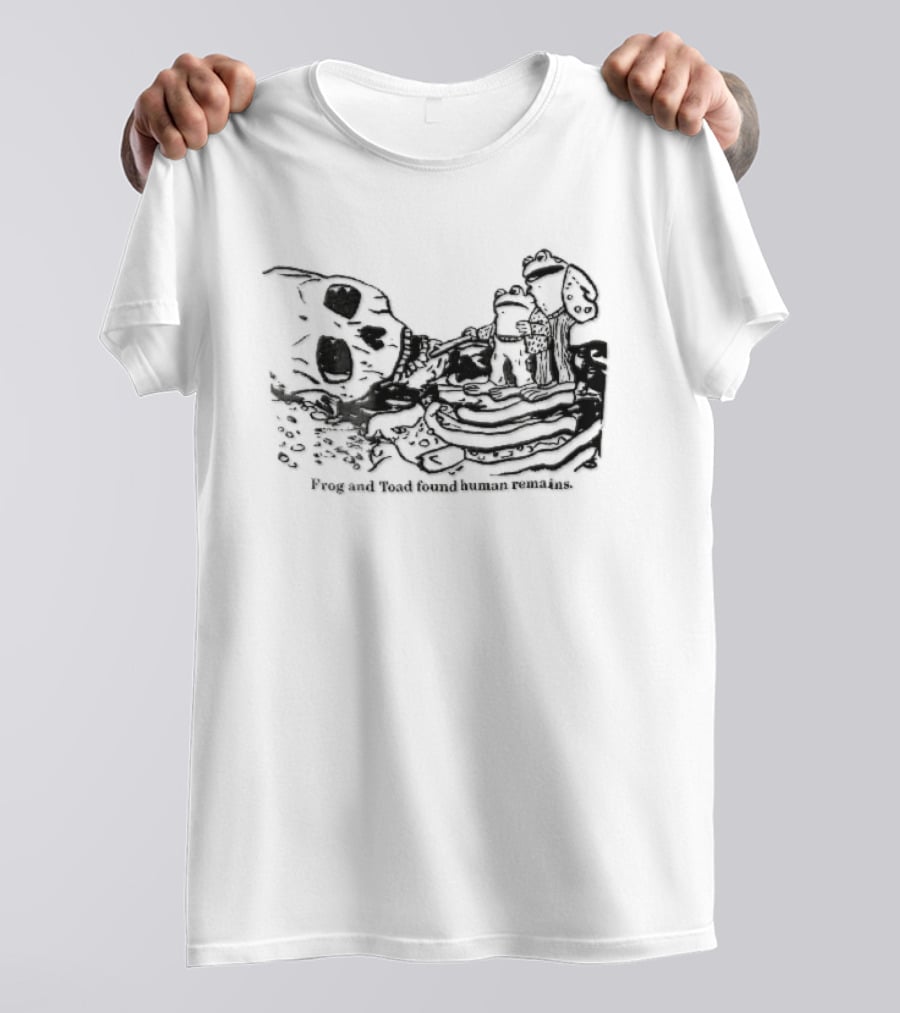 Frog And Toad Found Human Remains Cartoon Skeleton Skull Drawing T-Shirt