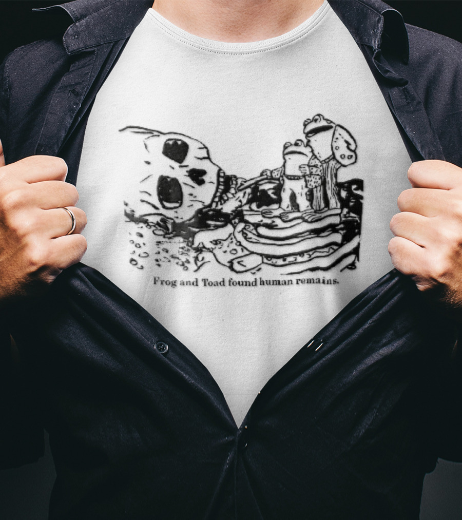 Frog And Toad Found Human Remains Cartoon Skeleton Skull Drawing T-Shirt