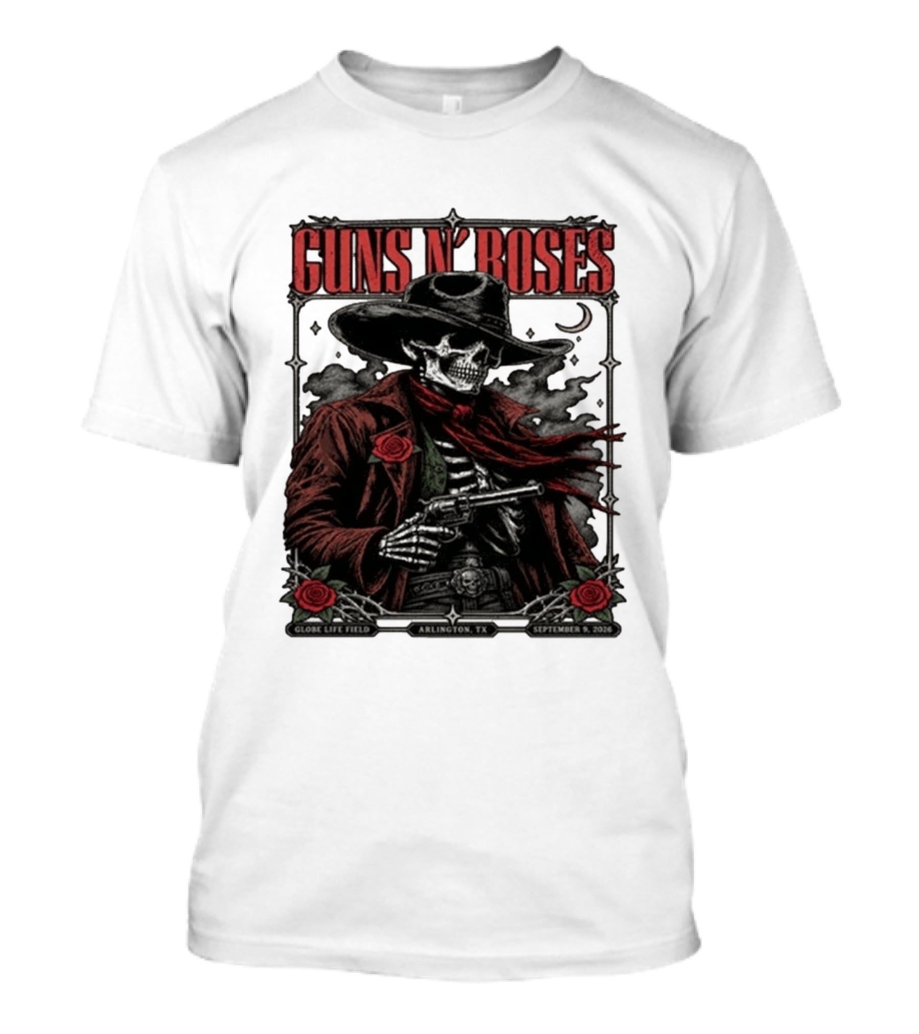 Guns N' Roses Skeleton Cowboy Globe Life Field Arlington TX September 9 2026 T-Shirt