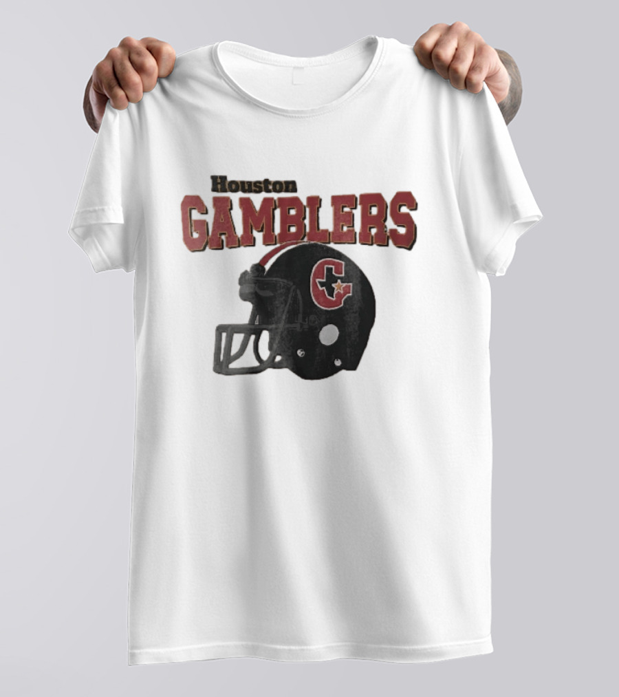 Houston Gamblers Distressed Football Helmet T-Shirt