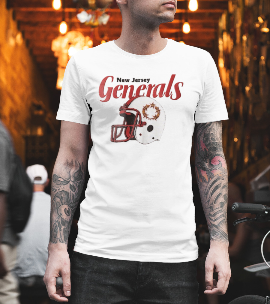 New Jersey Generals Distressed Helmet Five Stars T-Shirt