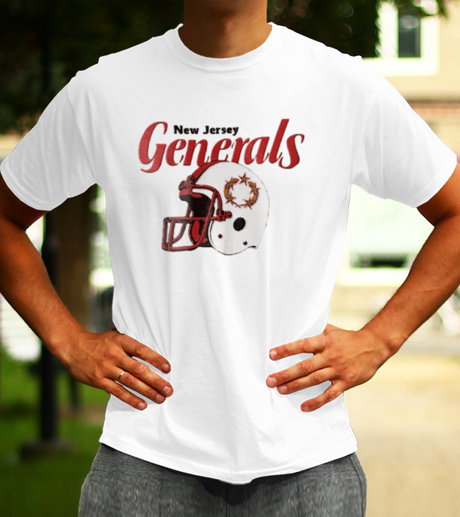 New Jersey Generals Distressed Helmet Five Stars T-Shirt