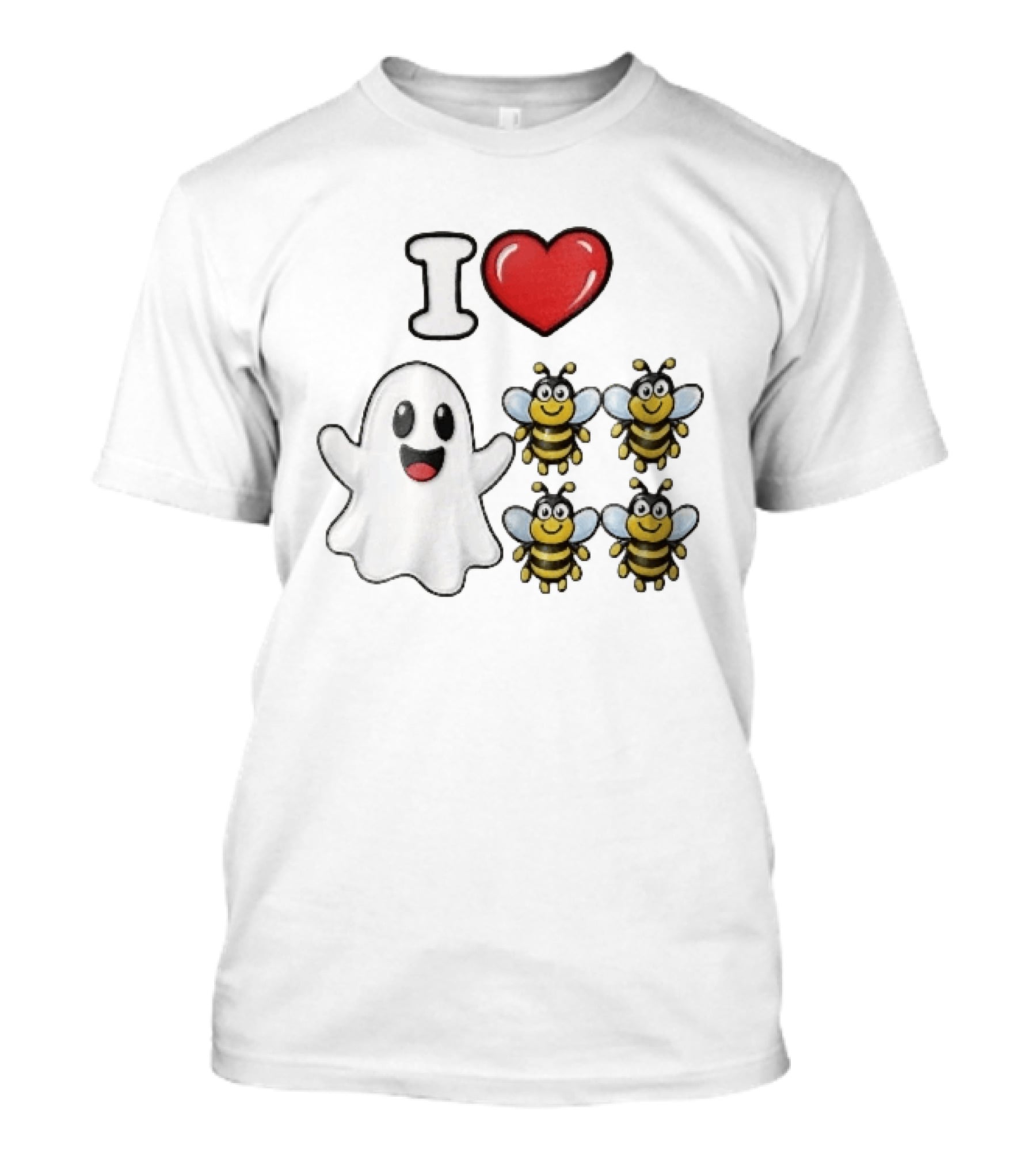 I Love Heart Ghost Honeybees Fun Halloween Cute T-Shirt