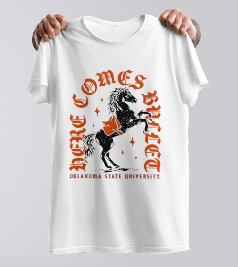 Oklahoma State University Here Comes Bullet Horse Riding Spirit T-Shirt
