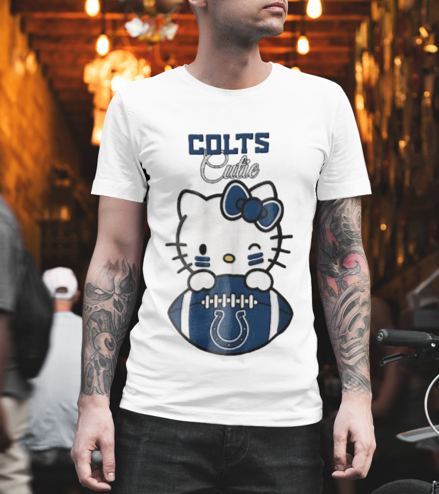 Indianapolis Colts Cutie Cartoon Cat Football Bow T-Shirt