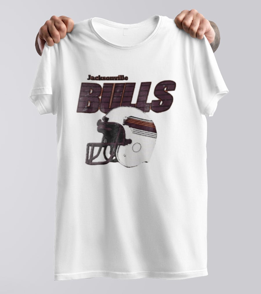 Jacksonville Bulls USFL Distressed Football Helmet T-Shirt