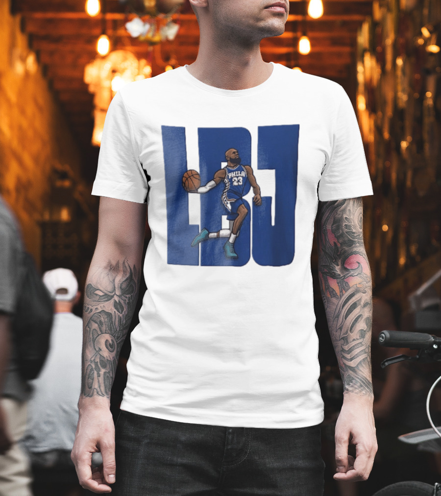 Philadelphia 76ers Phila 23 Cartoon Caricature Basketball Player Dribbling Lbj T-Shirt