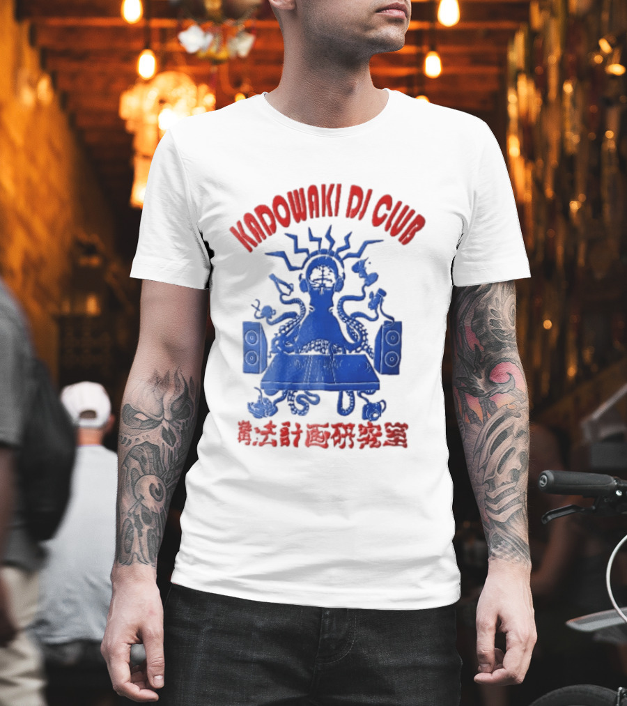 Kadowaki Dj Club Blue Octopus Turntable Brain Headphones Speakers 2024 T-Shirt