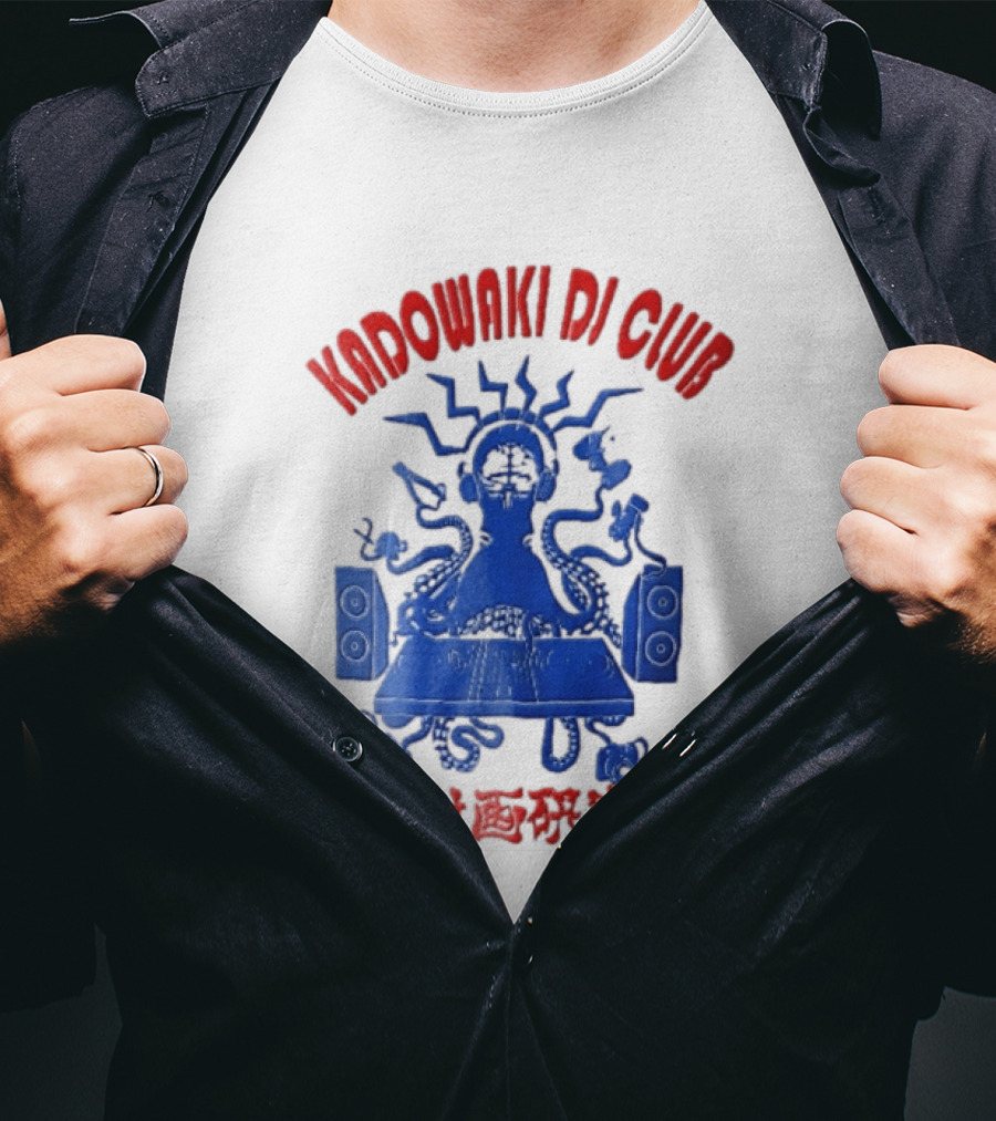 Kadowaki Dj Club Blue Octopus Turntable Brain Headphones Speakers 2024 T-Shirt