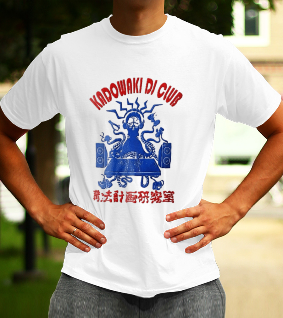 Kadowaki Dj Club Blue Octopus Turntable Brain Headphones Speakers 2024 T-Shirt