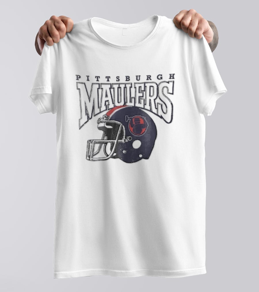 Pittsburgh Maulers Distressed Steelworker Football Helmet T-Shirt