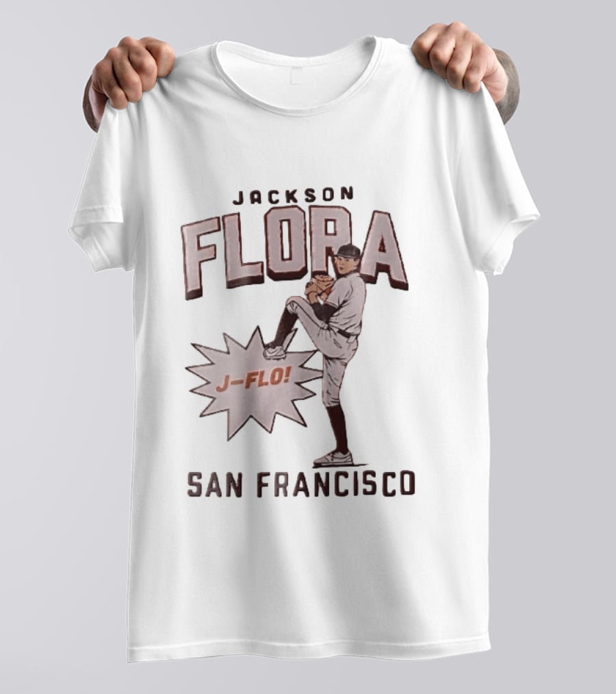 Jackson Flora J Flo Baseball Pitcher San Francisco Starburst T-Shirt