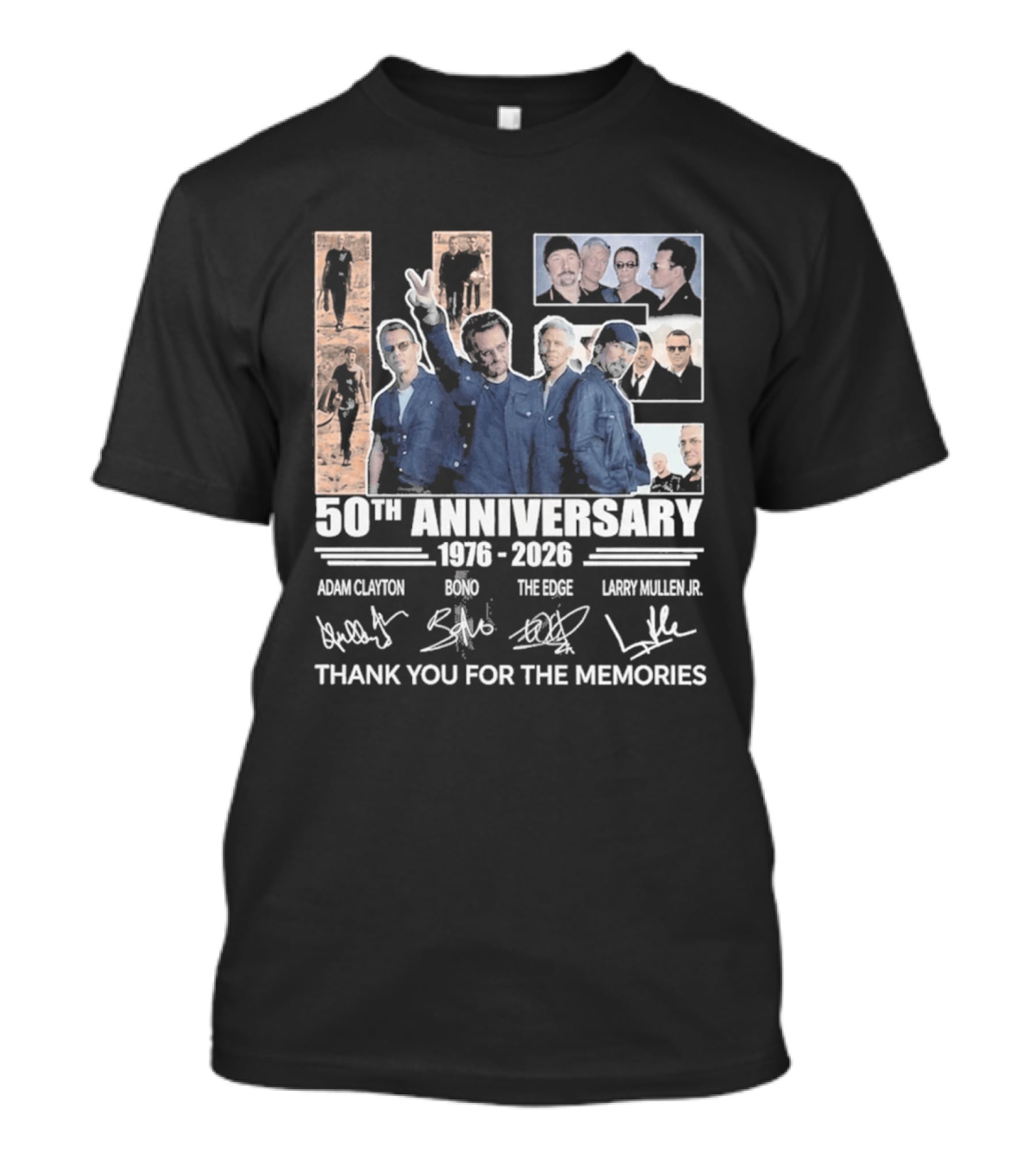 U2 50th Anniversary 1976 2026 Thank You For The Memories Adam Clayton Bono The Edge Larry Mullen Jr T-Shirt