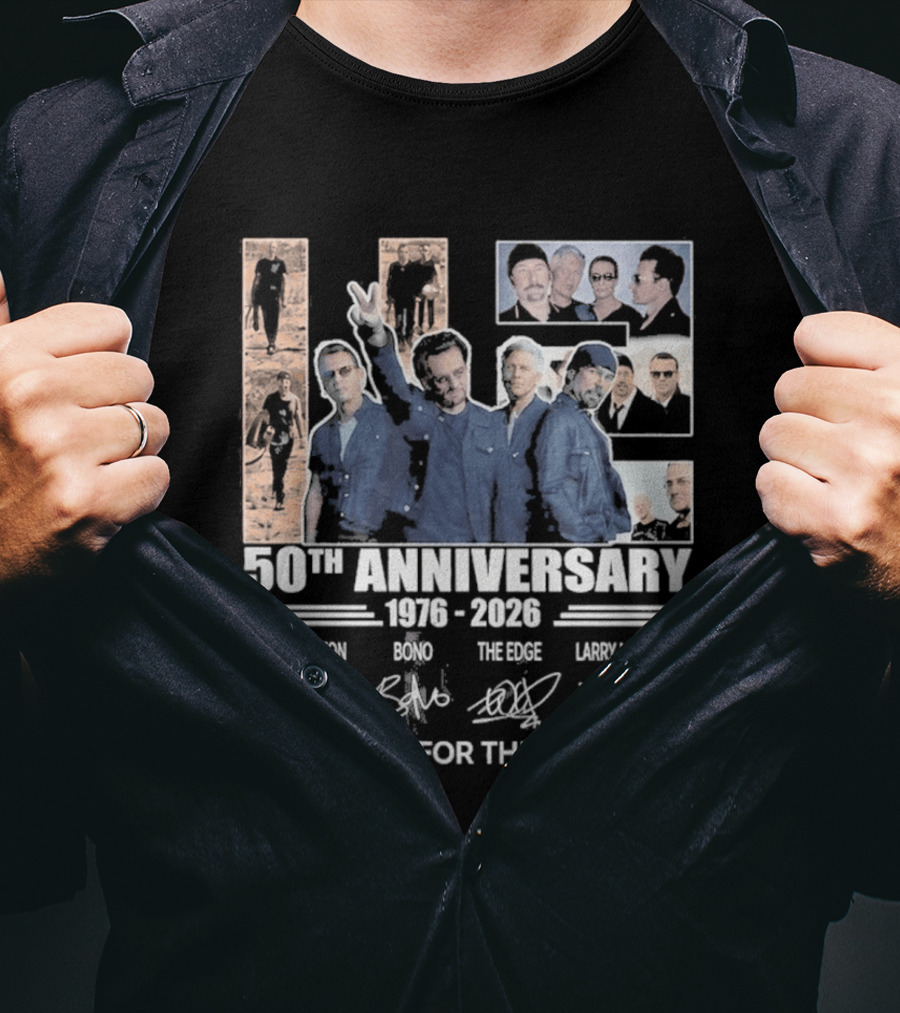 U2 50th Anniversary 1976 2026 Thank You For The Memories Adam Clayton Bono The Edge Larry Mullen Jr T-Shirt