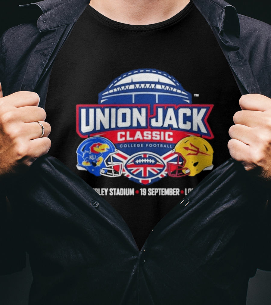 Union Jack Classic College Football Kansas Vs Arizona State Wembleу Stadium London 19 September 2026 T-Shirt