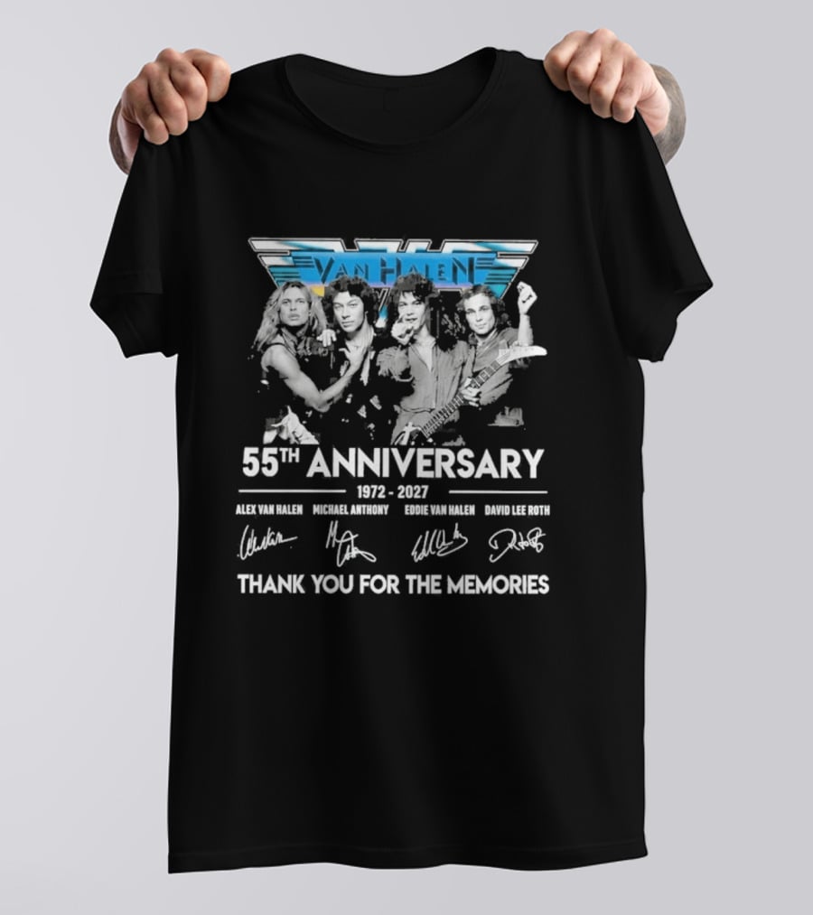 Van Halen 55th Anniversary 1972 2027 Thank You For The Memories Alex Eddie Michael David Signatures T-Shirt