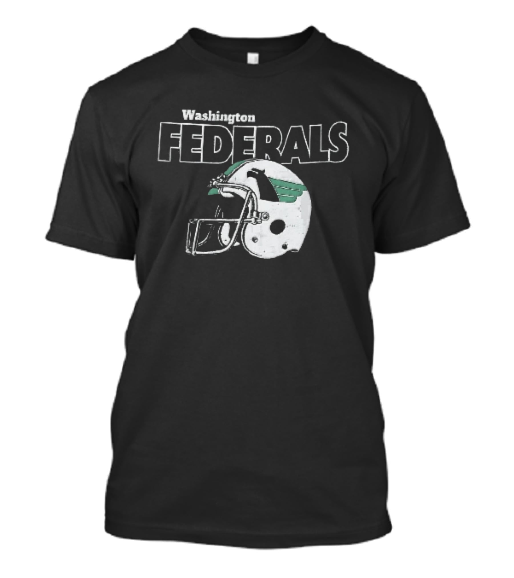 Washington Federals Distressed Football Helmet Green Eagle T-Shirt
