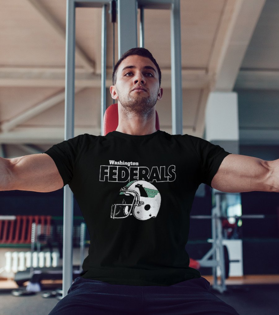 Washington Federals Distressed Football Helmet Green Eagle T-Shirt