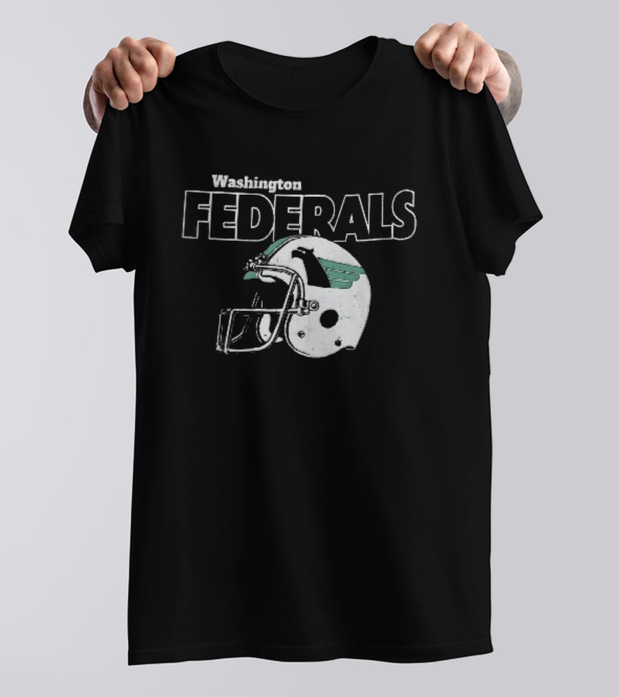 Washington Federals Distressed Football Helmet Green Eagle T-Shirt