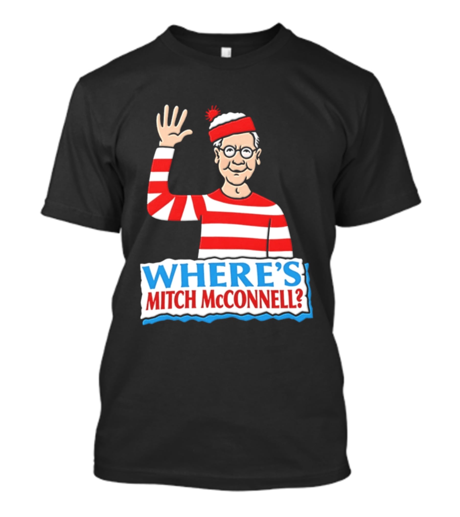 Where's Mitch McConnell Red White Stripes Waving T-Shirt