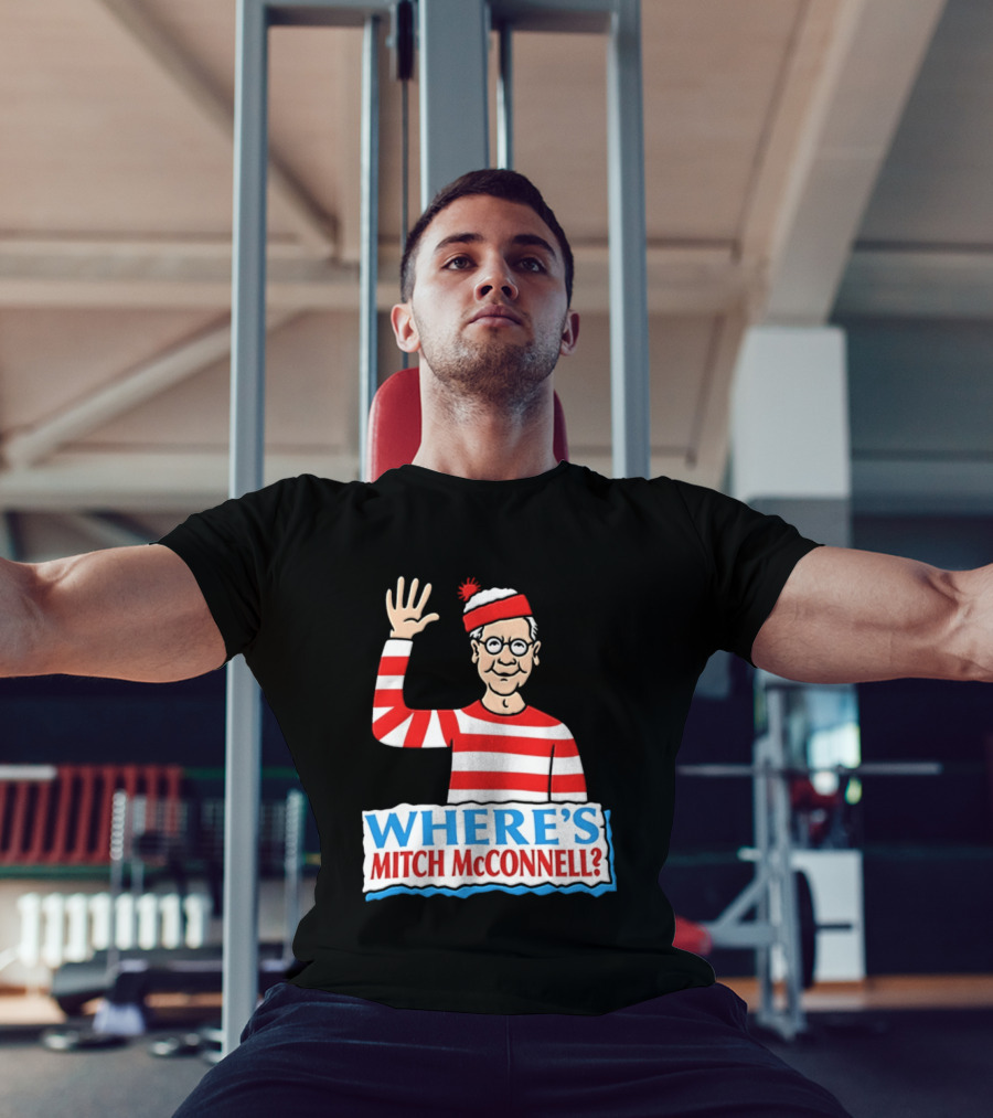 Where's Mitch McConnell Red White Stripes Waving T-Shirt